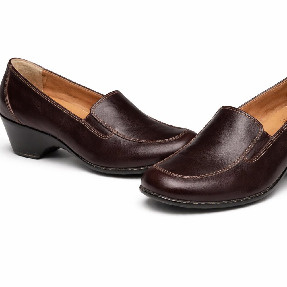 EUROSOFT by SOFFT Leather Loafers Brown Slip-On Shoes Size 9.5M